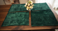 Ensemble de sets de table rectangulaires classiques en velours vert émeraude, écologiques, lavables et antidérapants, en gros