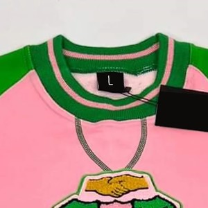 Sudaderas de Sororidad Unisex, Ropa Urbana, Sudadera Lisa 100% Algodón, Logotipo Personalizado, Impresión Personalizada, Camiseta Rosa y Verde para Hombre - Product Image 2