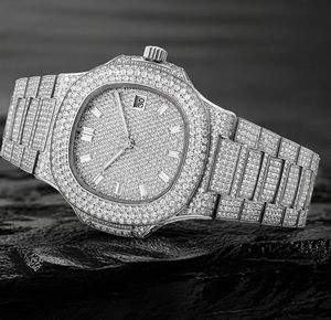 Montre mécanique automatique de luxe entièrement sertie de moissanite, bijoux hip-hop, diamants incrustés, argent, pour homme, VVS1 - Product Image 1