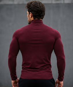 T-shirts de compression à col montant pour hommes, vêtements de sport, t-shirt à manches longues, coupe musclée, vêtements de yoga, t-shirt d'entraînement à col montant pour hommes - Product Image 3