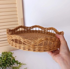 ถาดเสิร์ฟหวายทำมือ ดีไซน์ธรรมชาติ สวยหรู สำหรับใช้ในบ้าน ห้องครัว จัดเก็บของ - Product Image 1