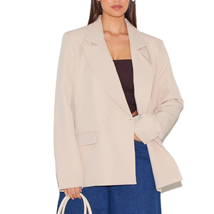 Blazer croisé personnalisé pour femme, couleur unie, col à revers, veste de costume de bureau, manteau décontracté d'affaires, OEM ODM Vente en gros 2026 - Product Image 5