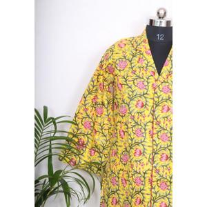 Vestido de Lujo de Algodón Indio con Estampado a Mano para Mujer, Cuello en V Profundo, Estilo Nupcial, Camisa Larga Midi con Botones, Nuevos Estilos, Mini Bodycon - Product Image 2