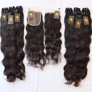 Mèches brésiliennes lisses et ondulées avec Lace Frontal, cheveux naturels, avec Lace Closure 4x4 5x5 - Product Image 1