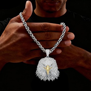 Pendentif Aigle Glacé Aigle Calvaire Américain Plaqué Or Rose Rhodié 14k/18k Collier Oiseau Diamant Hip Hop Bling Animal Spectaculaire - Product Image 2