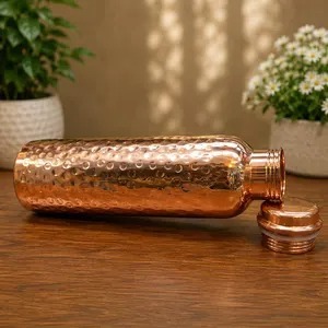 Premium handcrafted pure copper <b>water</b> <b>bottle</b> designed for <b>daily</b> hydration with ayurvedic wellness benefits and elegant finish - Product Image 5