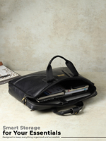 Sac pour ordinateur portable de bureau en cuir de qualité supérieure WRIZA avec poignées durables, design élégant, fermeture éclair sécurisée et transport professionnel pour les affaires