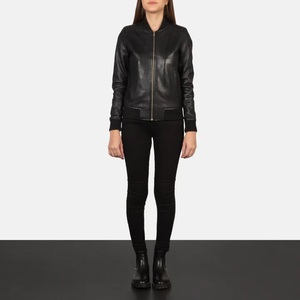 Fashion Customized Design Vintage Racing <b>Jackets</b> Leather Bomber Varsity <b>Jacket</b> for <b>Women</b> Black Leather Bomber <b>Jacket</b> Open Front - Product Image 6