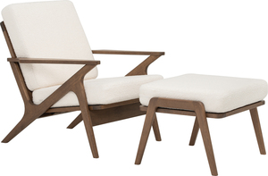 Modern Premium White Ottoman Stool with Fabric Upholstery and <b>Footrest</b> | Comfortable Living Room & Apartment Seating Furniture - Product Image 6