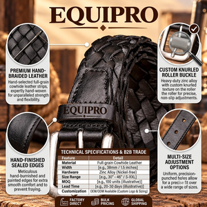 Cinturón de Cuero Trenzado a Rayas Estilo Vintage Equipro con Hebilla Cuadrada de Aleación y Longitud Personalizable - Product Image 4