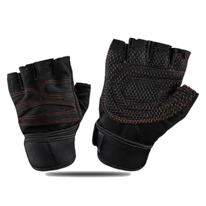 Guantes de Gimnasio de Cuero Vacuno de Medio Dedo con Cierre de Gancho y Bucle, Antideslizantes, Agarre Fuerte para Entrenamiento de Fitness y Levantamiento de Pesas al Aire Libre - Product Image 3