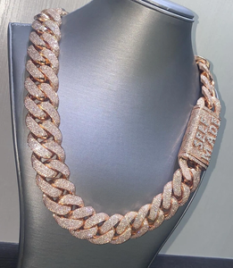 Collar de Cadena de Eslabones de Aleación de Zinc Chapado en Oro Rosa con Colgante de Letra de Circonia Cúbica Hecho a Mano, Joyería Hiphop para Hombre - Product Image 3