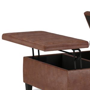 โต๊ะกาแฟสีน้ำตาลแบบมีที่เก็บของ Ellis Distressed Saddle Brown พร้อมเก้าอี้ออตโตมัน - Product Image 3