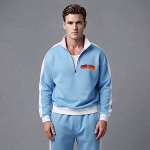 Top Selling 100% Cotton Fleece Men's Embroidered Oversized <b>Zipper</b> <b>sweatshirt</b> Boxy Fit Drop Shoulder 2 tone <b>Sweatshirt</b> for men's - Product Image 1