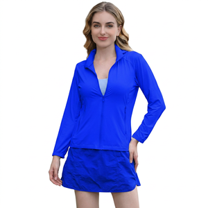 Chaqueta de Protección Solar UPF50+ de Manga Larga con Media Cremallera para Mujer, Color Sólido, Anti-UV, para Uso en Exteriores, Corte Regular, Material de Poliéster - Product Image 6