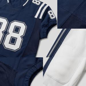 Ensemble de maillots de football américain personnalisés Splendid Apparel pour hommes, col en V, manches courtes, 88, bleu marine et blanc, uniforme en maille respirante, 100% - Product Image 3