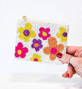 Pochette à monnaie brodée à la main avec perles, écologique, avec fermeture éclair, sac à main de soirée - Product Image 1