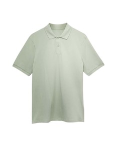 Polo homme uni vert clair à manches courtes, décontracté, en tissu Oxford uni teint, coupe classique, avec boutons - Product Image 2