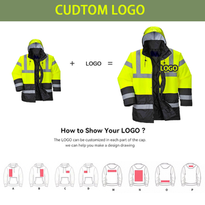 Chaqueta de Seguridad Aislante de Alta Visibilidad, Color Amarillo Neón, Reflectante, Impermeable, para Trabajo en Invierno, Abrigo Protector Industrial Térmico - Product Image 6