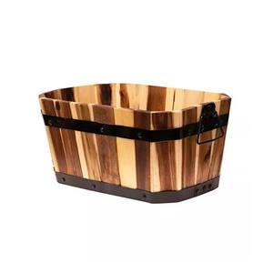 Jardinière rectangulaire en bois d'acacia, écologique, durable, moderne, pour l'intérieur/l'extérieur, support pour fleurs, pots de jardinage - Product Image 1