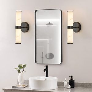 Elegante resina imitazione marmo Texture lampada da parete ferro nero metallo telaio Set 2 per uso interno nei corridoi bagni camere da letto - Product Image 1