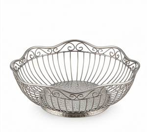 Elegante Cesta de Almacenamiento de Alambre Metálico para Frutas con Diseño Decorativo de Espiral, Diseño de Lujo, Perfecta para una Mesa con Estilo - Product Image 1