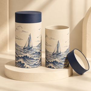 Boîte en tube de papier rond avec illustration océanique personnalisée pour l'emballage de flacons cosmétiques - Product Image 5