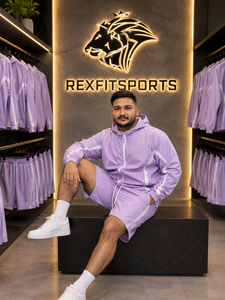 REXFIT <b>SPORTS</b> 2026 Custom Men Purple Nylon Tracksuit Hooded Windbreaker <b>Jacket</b> and Shorts Set Private Label Sportswear - Product Image 4