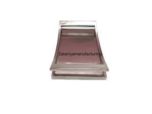 Modern Curved Handle Metal Serving Tray - 33cm Rectangular Decorative Platter for Ottoman & Coffee <b>Table</b> - Luxury Silver <b>Matte</b> F - Product Image 2