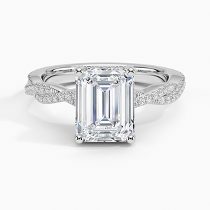 SOJ Ring 007 Emerald Cut Rhodium Plated Luxe Petite Twisted Vine Moissanite Eternity <b>Band</b> GRA Certified 2ct D <b>Wedding</b> Ring - Product Image 1
