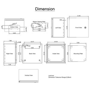Scatola Elettrica in Acciaio NEMA 4X IP66 Impermeabile Antipolvere 30,5 x 30,5 x 20,3 cm Contenitore in Acciaio Inox per Strumenti Elettronici - Product Image 3