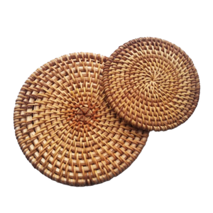Sous-verre rond en osier style bohème, résistant à la chaleur, pour décoration de fêtes et cadeau, fabriqué au Vietnam - Product Image 3