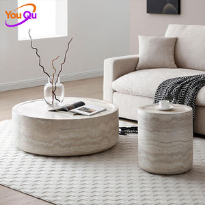 Mesa de Centro de Piedra Caliza Circular de Diseño Creativo, Estilo Nórdico Wabi Sabi, Minimalista y de Lujo Ligero - Product Image 4