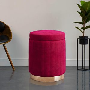 Luxury Comfortable Velvet Foldable Round Storage Ottoman Home Decor Round Japanese Style Ottoman Upholstered Stool - Product Image 4