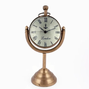 UNICORN HANDICRAFTS Horloge de table en laiton antique de luxe, horloge nautique vintage avec cadran à chiffres romains et base en forme de boussole - Product Image 6