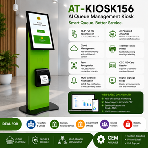 Kiosco Inteligente para Gestión de Filas |   Pantalla Táctil de Autoservicio de 15.6 Pulgadas con Análisis de IA y Plataforma en la Nube |   AT-KIOSK156 |   OEM/ODM - Product Image 1