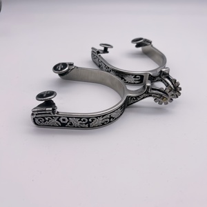 Espuelas Vaqueras Occidentales, Espuelas de Acero Inoxidable, con Rotación de Engranajes, con Patrones de Doble Cara - Product Image 5