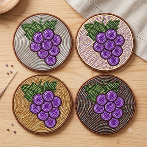 Handmade Seed Bead Coaster Set For Dining Room Table Decoration Colorful Beaded Embroidery Coaster Set For <b>Kitchen</b> Table Decor - Product Image 6
