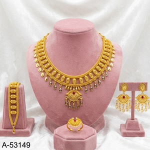 Conjunto de Joyería de Boda MOLL JEWELLERS, Collar de Cadena de Serpiente con Circonitas Chapado en Oro, Aretes y Anillo a Juego, 18 Pulgadas - Product Image 6