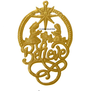 Adornos Navideños de Pared de Aluminio Dorado de Buena Calidad, Decoración Colgante para las Fiestas, Sublimación en Blanco - Product Image 1