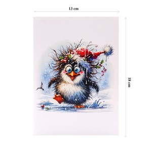 การ์ดอวยพรวันหยุดเทศกาลคริสต์มาสรูปเพนกวินน่ารักกระดาษออฟเซ็ตแบบ3D - Product Image 4