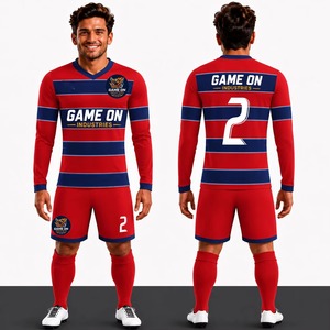 Camisetas de Fútbol para Hombre con el Mejor Diseño, Impresión por Transferencia de Calor, Secado Rápido, Ecológicas, Transpirables, Cuello Redondo, Jersey de Fútbol Teñido Liso - Product Image 1