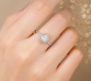 925 Sterling <b>Silver</b> Rhodium Plated Halo <b>Solitaire</b> <b>Ring</b> Adjustable Cubic Zirconia Engagement <b>Ring</b> for Women Wedding Jewelry - Product Image 4