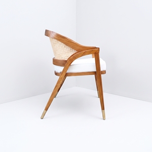 Fauteuil de salle à manger en teck naturel avec dossier en rotin, mobilier commercial pour restaurants, fabrication sur mesure, usine de meubles Jepara Indonésie - Product Image 3