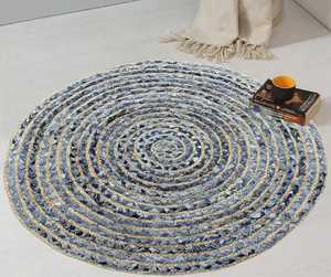 Tapis écologiques en jute et denim, faciles à nettoyer, pour chambre et salon - Product Image 4