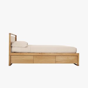 Modern Solid Wood Bed Frame With Storage <b>Drawers</b> Bedroom Furniture made in Indonesia - Product Image 3
