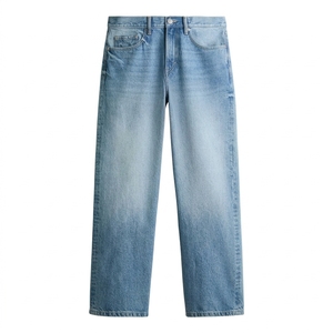 Jean large en denim délavé gris clair pour homme, coupe décontractée et droite pour le quotidien, pantalon en jean personnalisable OEM - Product Image 6