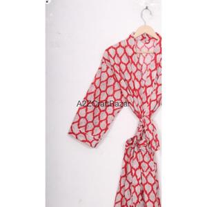 Bata Kimono 100% Algodón con Estampado Floral para Mujer, Ropa de Noche de Verano, Vestido de Playa, Bata con Logo Trasero - Product Image 5