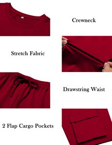 Mens Short Sets 2 Piece Outfits Short Sleeve Crewneck Summer <b>T</b> Shirt and Drawstring Casual <b>Track</b> Shorts Set - Product Image 6
