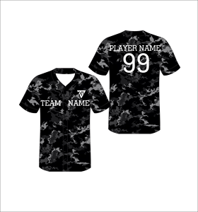 เสื้อเบสบอลแบบกำหนดเอง ลายพรางพิมพ์ลายแบบ Sublimated คอวี แขนสั้น ผ้าโพลีเอสเตอร์ดูดซับความชื้น พิมพ์ชื่อทีม สำหรับผู้ใหญ่ ใส่ได้ทั้งชายและหญิง - Product Image 2